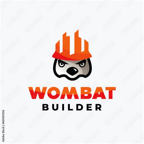 Simple Clean Modern Mascot Logo Design Wombat Safety Hard Hat And