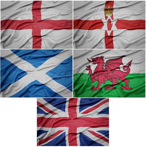 Collage Of Waving Colorful National Flags Of England Northern Ireland