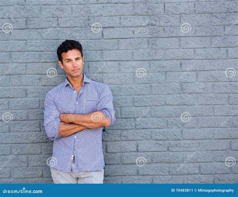 Handsome Man Standing With Arms Crossed Stock Image Image Of Crossed