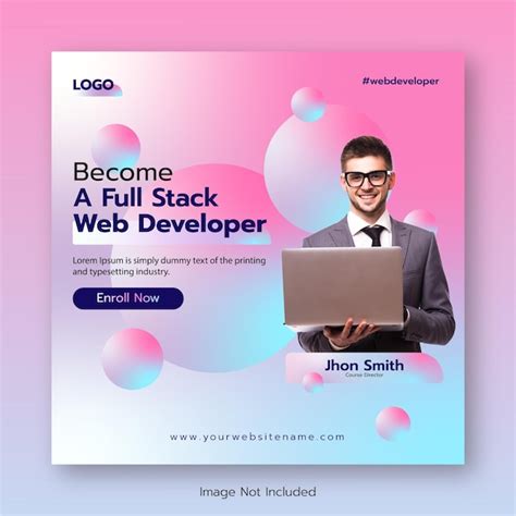 Premium Vector Web Developer Course Social Media Post Banner Design