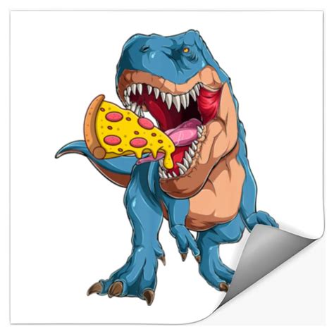 Dinosaur Eating Pizza Pizzasaurus Rex Pizza Lovers Stickers sold by Gary Leung | SKU 28683128 ...