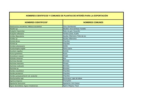 Nombres Cientificos Y Comunes De Plantas Bio