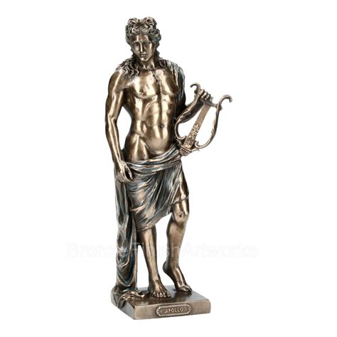 Apollo Phoebus God With Lyre Mythology Greek Roman Statue Sculpture Cold Cast Bronze And Resin