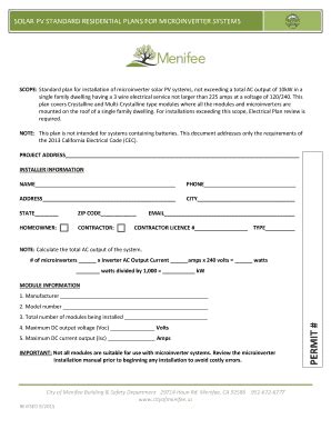 Fillable Online SOLAR PV STANDARD RESIDENTIAL PLANS FOR MICROINVERTER