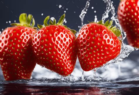 Red Strawberry Falling Into Water Splash Stock Photo By Stockphoty