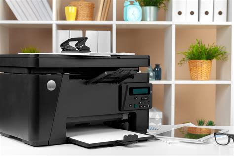 Printer, copier, scanner in office. Workplace. creative photo ...