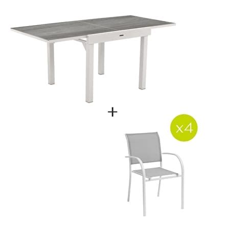 Ensemble Table De Jardin Extensible Piazza Gris Smoke Fauteuils