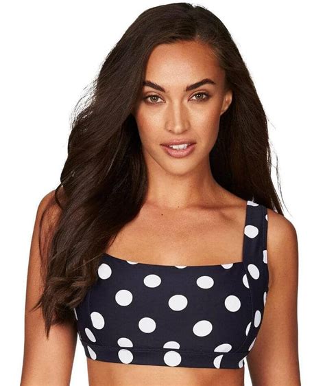 Sea Level Polka Dot Square Neck Dd E Cup Bikini Top Night Sky Curvy