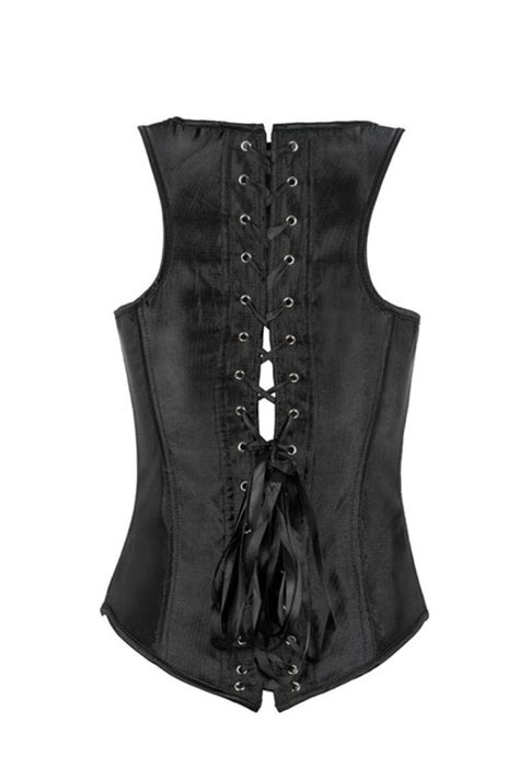 Caudatus Sexy Black Lace Up Satin Stahl Ohne Knochen Unterbrust Taille