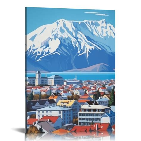 ARISTURING Reykjavik Iceland Vintage Travel Posters Snow Mountain For