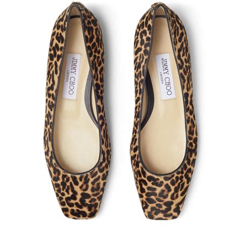 Mirele Flat Natural Mix Leopard Print Pony Flats With Jc Emblem Natural