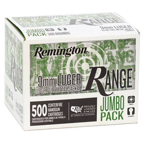 Remington Range 9mm Luger Ammo 115 Gr Fmj 500 Rounds Per Box Ammo Deals