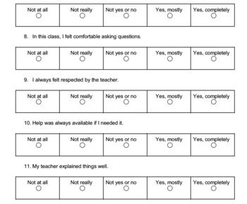 Class Evaluation For End Of Year High School Eval For Teachers Any