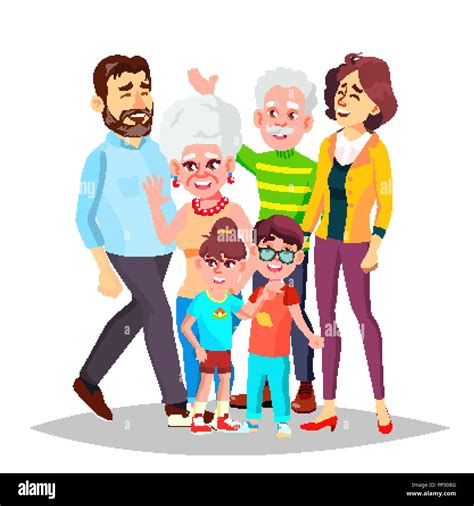 Vector De La Familia La Familia Completa Retrato Padre Madre Hijos