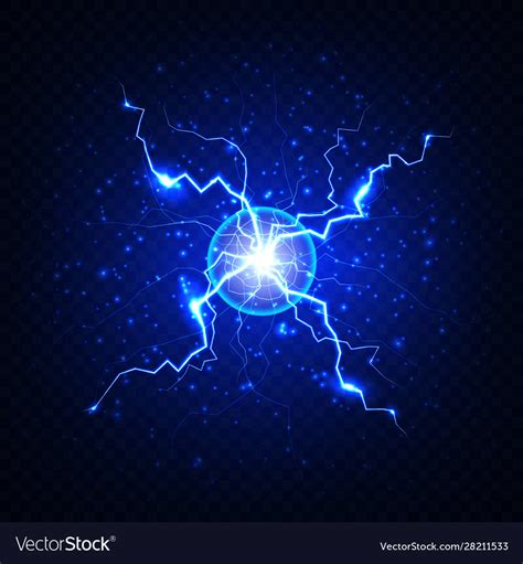 Blue Electric Flash Lightning On A Dark Royalty Free Vector