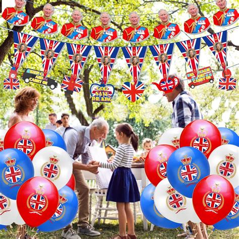 Juego de 38 globos de banderines de coronación King Charles III 2023