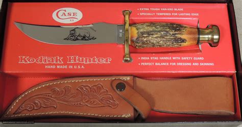 Case XX Kodiak Stag Antler Fixed Blade Hunter Knife Sheath Set W Box