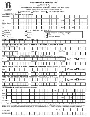 Fillable Online ALARM PERMIT APPLICATION Fax Email Print PdfFiller