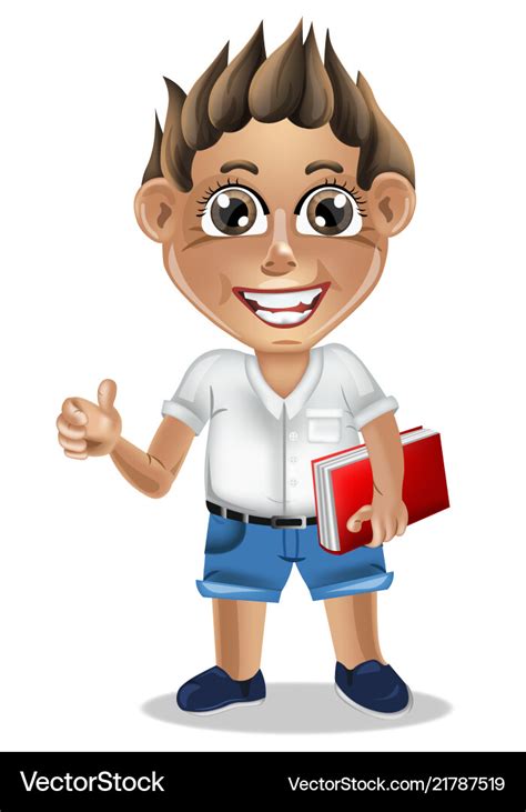 Happy School Boy Cartoon Character Royalty Free Vector Image