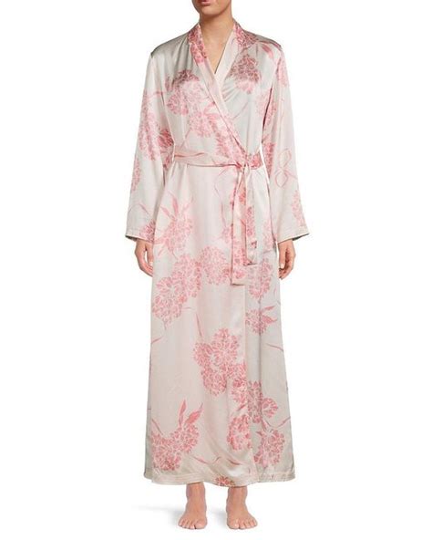 La Perla Floral Print Silk Robe In Pink Lyst