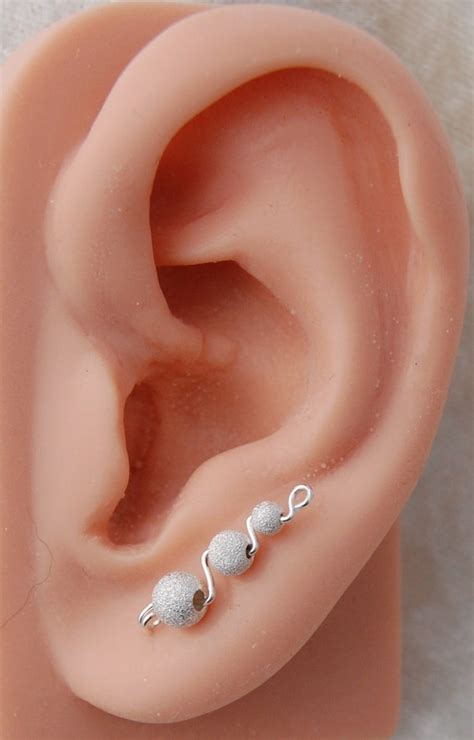 Ear Climber Earrings Sterling Silver Sparkle