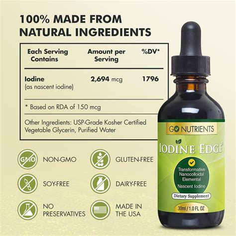 nascent iodine supplement high potency liquid drops  gmo