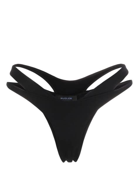 Mugler Cut Out Double Layer Bikini Bottom In Black Lyst