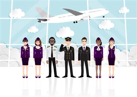 Airline Team Website Landing Page Set Aviation Aircrew Characters