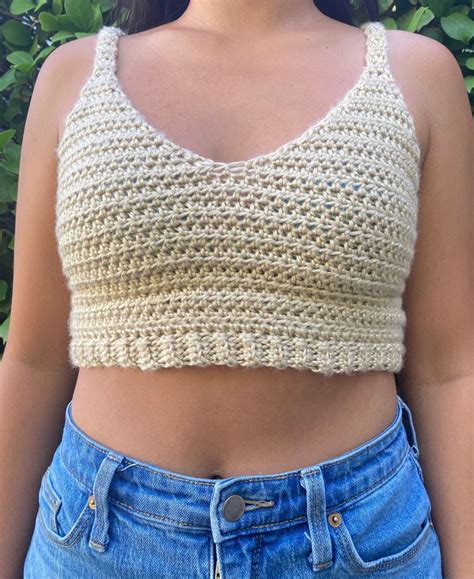 Custom Crochet V Neck Cropped Tank Top Etsy Crochet Summer Tops