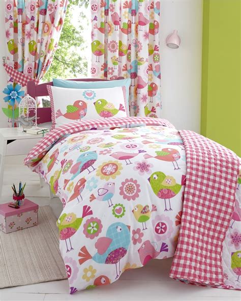 Floral Birds Childrens Girls Quilt Duvet Cover Bed Sets Or Curtains Or