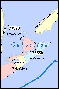 GALVESTON County, Texas Digital ZIP Code Map