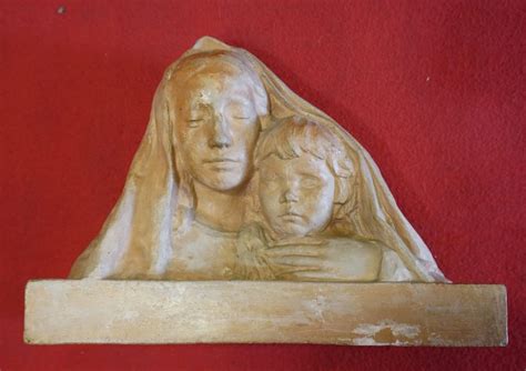 Sculpture en terre cuite La mère et l enfant par Cocry ANTIQU ART