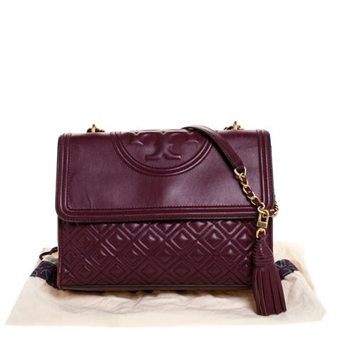 Tory Burch Burgundy Leather Fleming Convertible Shoulder Bag Tory Burch Tlc