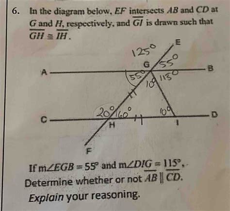 In The Diagram Below Ef Intersects Ab And Cd At G And