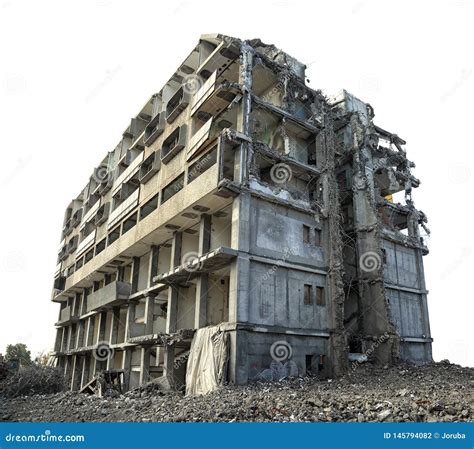 Destroyed Concrete Building Stock Photo Image Of Isolated Broken