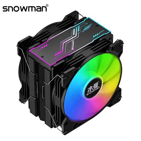 Snowman 6 Heat Pipes Cpu Cooler Argb 120mm Pwm 4pin Quiet Cpu Cooling Fan Intel Lga 2011 X99