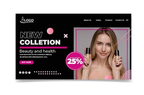 Free Vector Cosmetic Collection Landing Page