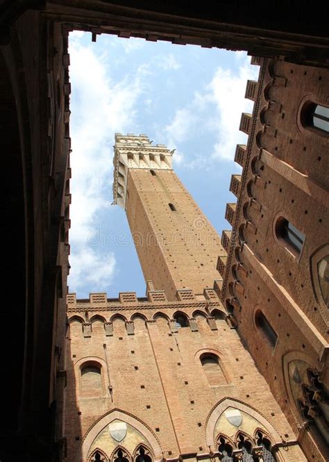 Mangia Tower Torre Del Mangia View From The Courtyard Of The Adjacent