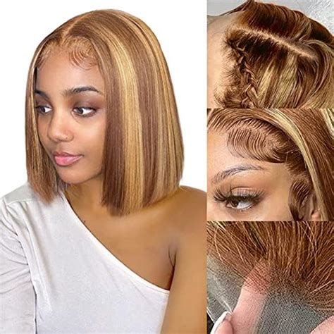 Amazon ELISHEVA Highlight Honey Blonde Lace Front Wig Human Hair