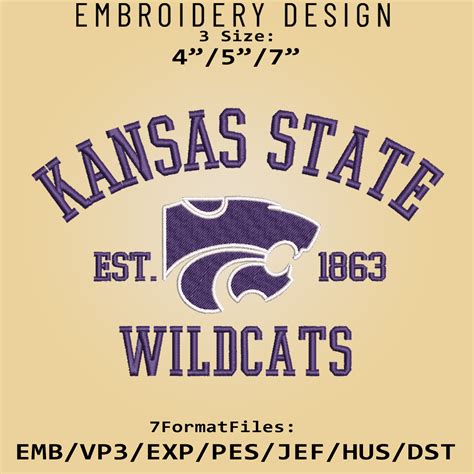 Kansas State Wildcats Embroidery Design Ncaa Logo Embroider Inspire Uplift