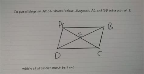 Solved In Parallelogram Abcd Shown Below Diagonals Ac And Chegg