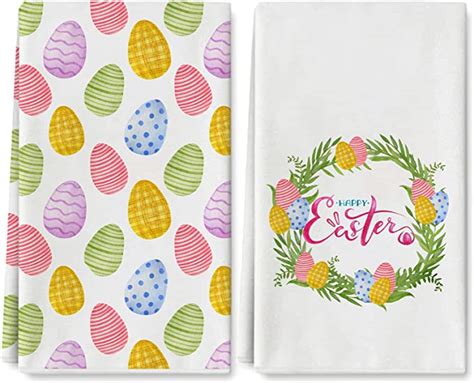 Amazon Anydesign Easter Kitchen Towel Colorful Easter Eggs Dish