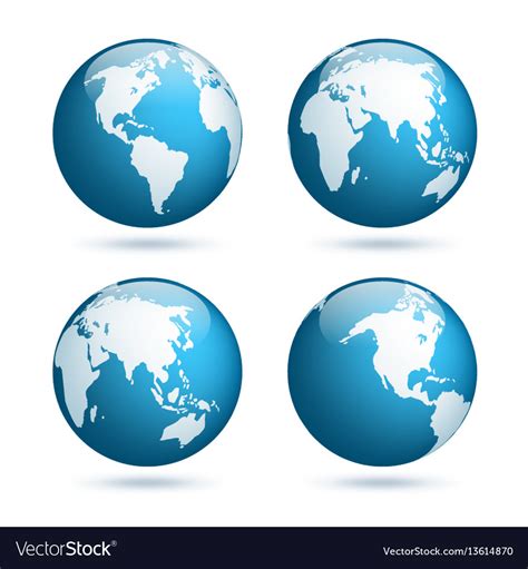 Earth globe world map set planet with continents Vector Image