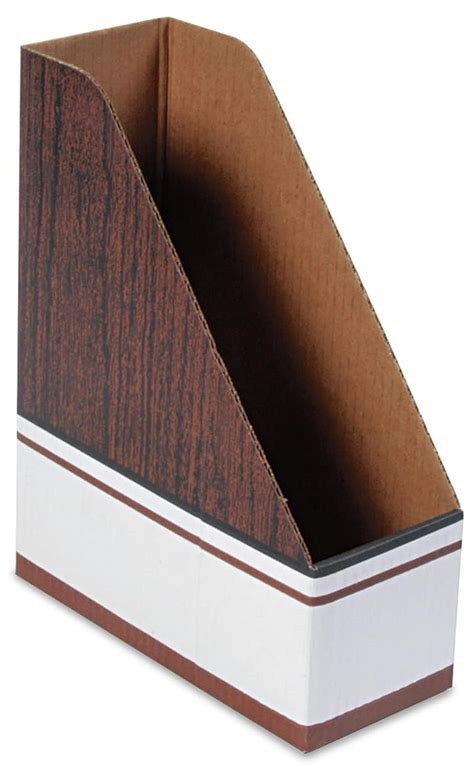 corrugated cardboard magazine file       wood grain