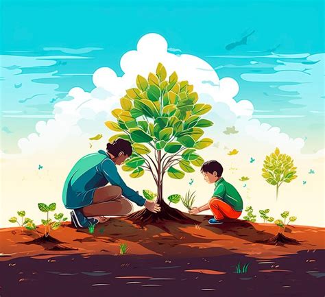 Niños plantando un árbol Foto Premium