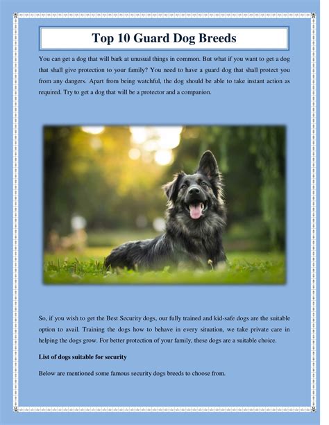 Ppt Top 10 Guard Dog Breeds Powerpoint Presentation Free Download