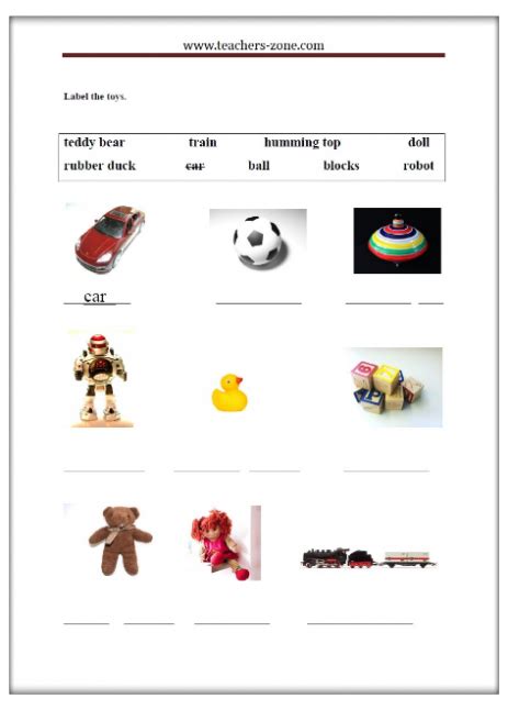 Free Toys Worksheets Teachers Zone