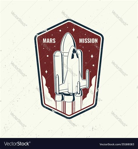 Mars mission logo badge patch concept Royalty Free Vector