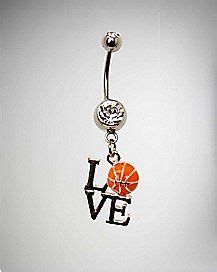 14 Gauge Basketball Love Dangle Belly Ring Belly Button Piercing