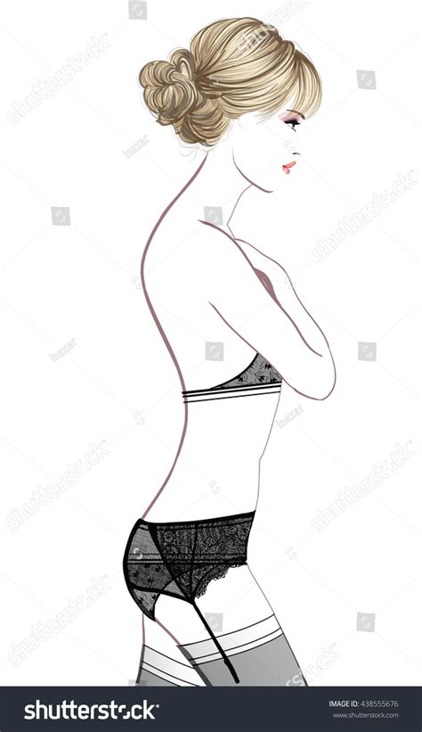 Lovely Woman Sexy Lingerie Vector Illustration Stock Vector Royalty Free 438555676 Shutterstock